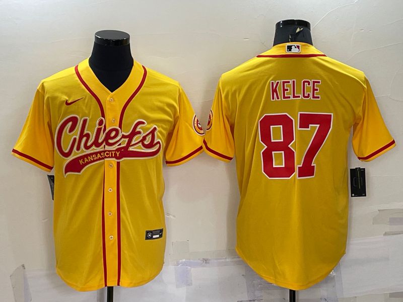 Men Kansas City Chiefs #87 Kelce Yellow 2022 Nike Co branded NFL Jerseys->kansas city chiefs->NFL Jersey